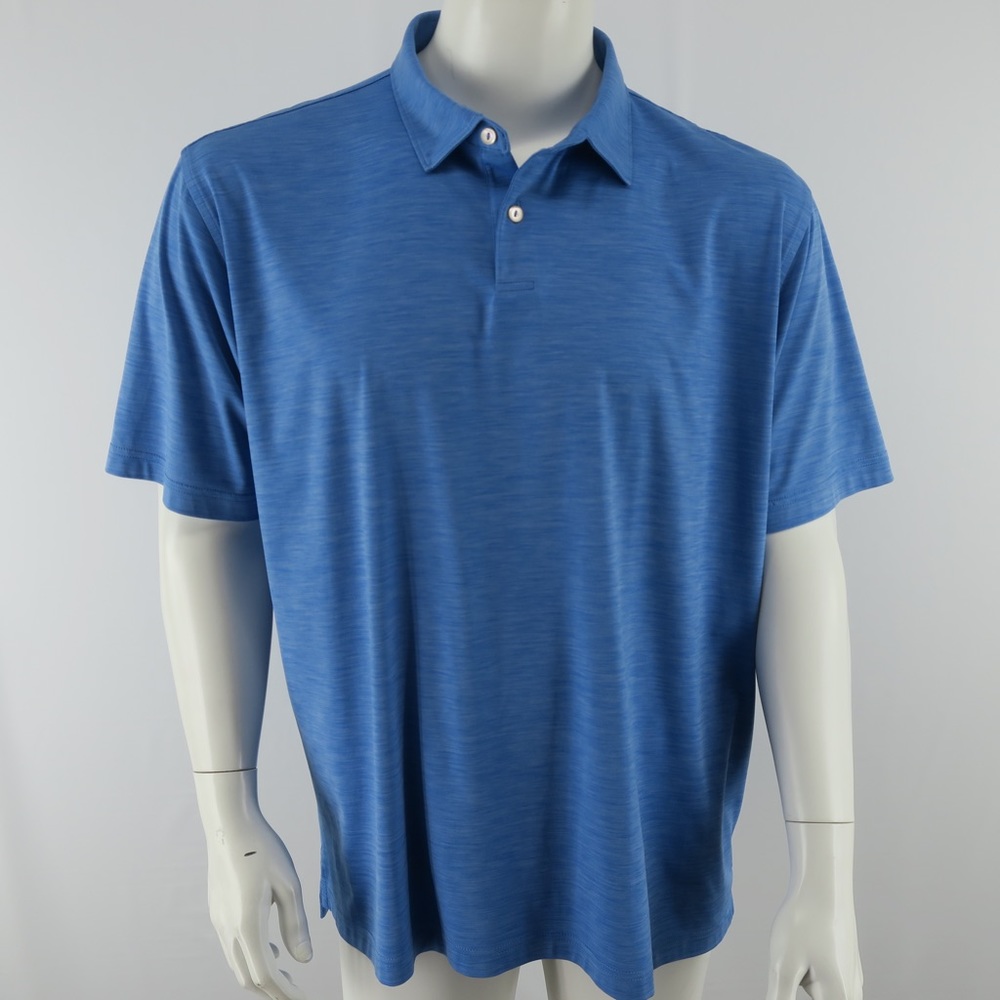 Peter Millar Golf Featherweight UPF 50+ Polo Shirt Mens 2XL XXL Heather Blue